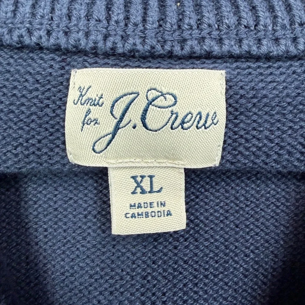 J. Crew Mens Size XL Sweater Navy Blue Cotton Quarter Zip BT793 NWOT